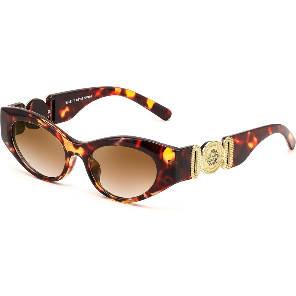 Unique 90s Y2K Womens Tortoise Brown Gradient Cat Eye Sunglasses - Picture 2 of 5